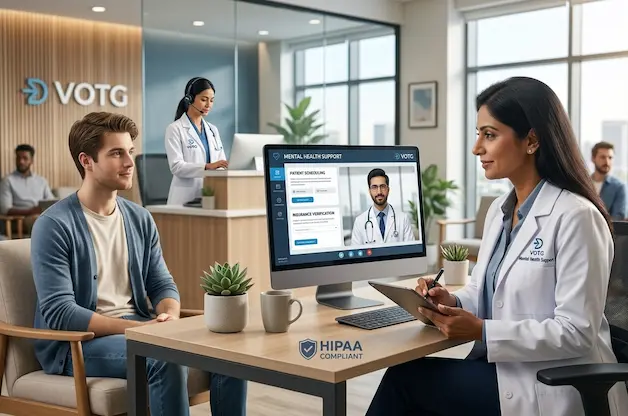 Virtual assistant supporting a therapist and client at a mental health practice