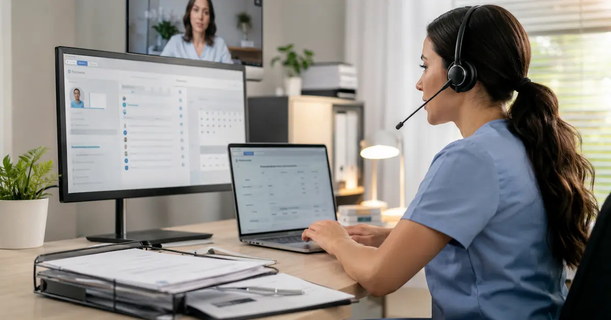 Business owner working with a US-based virtual assistant on scheduling and delegation in a New York office